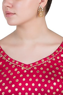 Gold Finish Kundan Bird Earrings