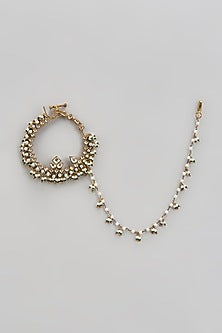 Gold Finish Kundan Polki & Beaded Nath