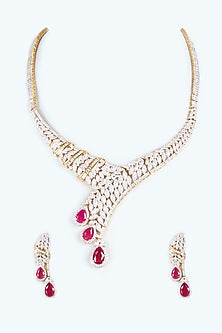 Two Tone Finish Zircons Necklace