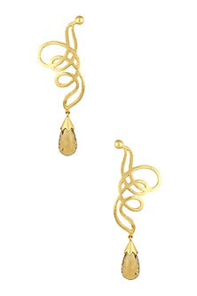 Gold Plated Bear Quartz Statement Earrings