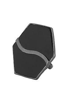 Gunmetal Plated Black Onyx Ring