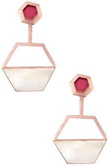 Rose Gold Plated Pink and White Gypsy Moth Earrings