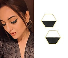 Gold Plated Black Airfoil Hoop Earrings