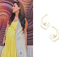 Gold Plated Double Line Killer Bee Hoop Earrings