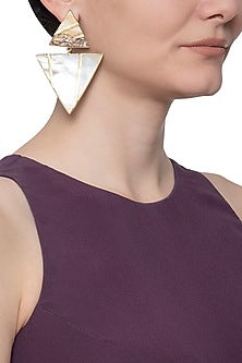 Gold plated pearl stone earrings