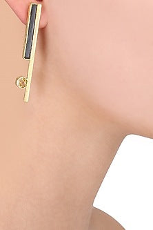 Gold Plated Black Onyx and Hydro Citrine Bee Earrings