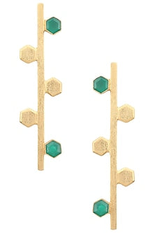 Gold Plated Malachite Drone Earrings