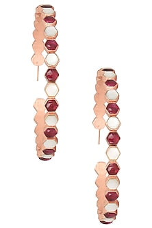 Rose Gold Plated Hydro Pink Quartz Insectopedia Hoops Earrings
