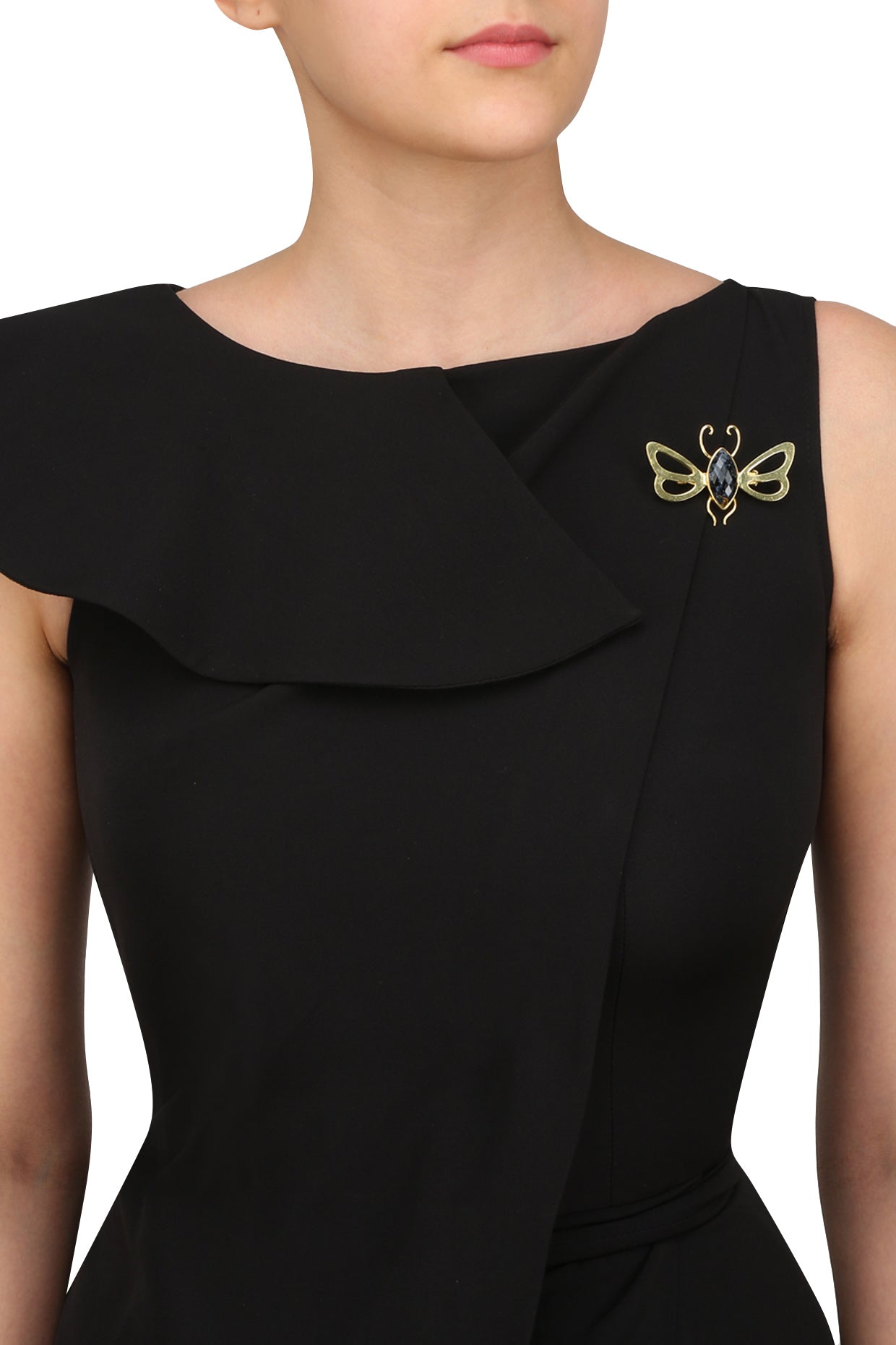 Gold Plated Petersite Semiprecious Stone Statement Brooch