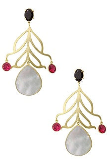 Gold Plated Empress's Peacock Feather Earrings