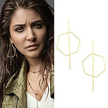 Gold Finish Hexagon Stinger Earrings