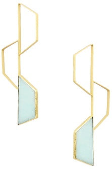 Gold Finish Amazonite Trapezium Bee Earrings