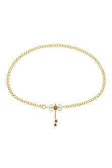 Gold Plated Tiger's Eye Stone Statement Belt/ Kamarbandh