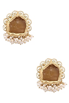 Gold Plated Citrine Stud Earrings
