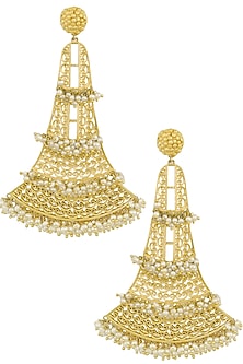 Gold Plated Pearls Oversized Earrings