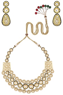 Gold Plated Blue Meenakari Kundan Polki Necklace Set