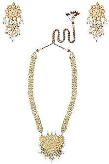 Gold Plated Pearl Rani Haar Long Necklace Set
