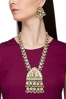Gold Plated Kundan Polki & Pearl Necklace Set