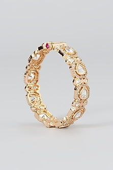 Gold Plated Kundan Polki Kadas (Set Of 2)