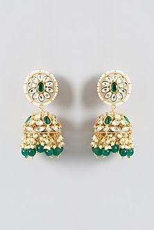 Gold Plated Kundan Polki & Emerald Choker Necklace Set