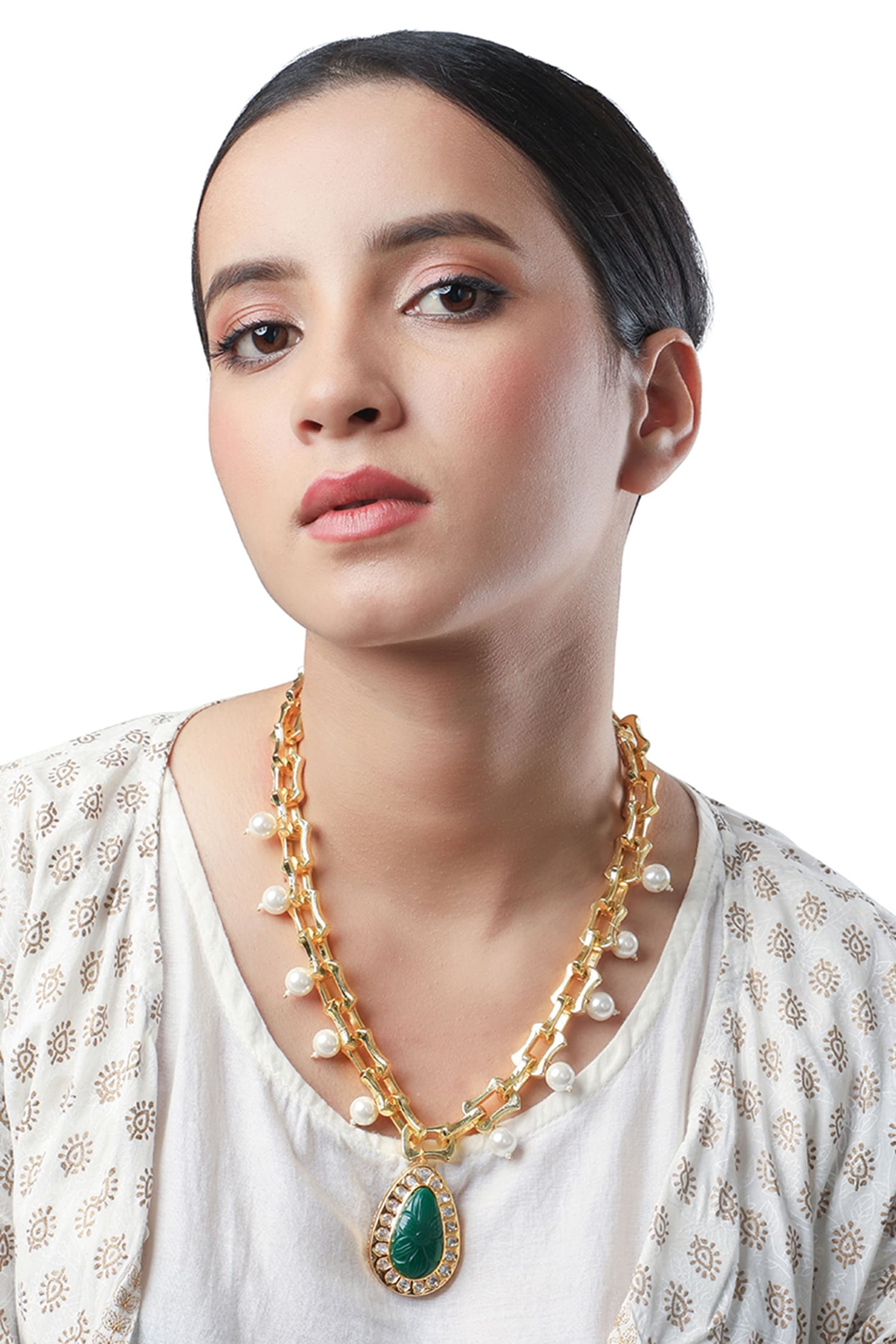 Stone Embellished Pendant Necklace 
