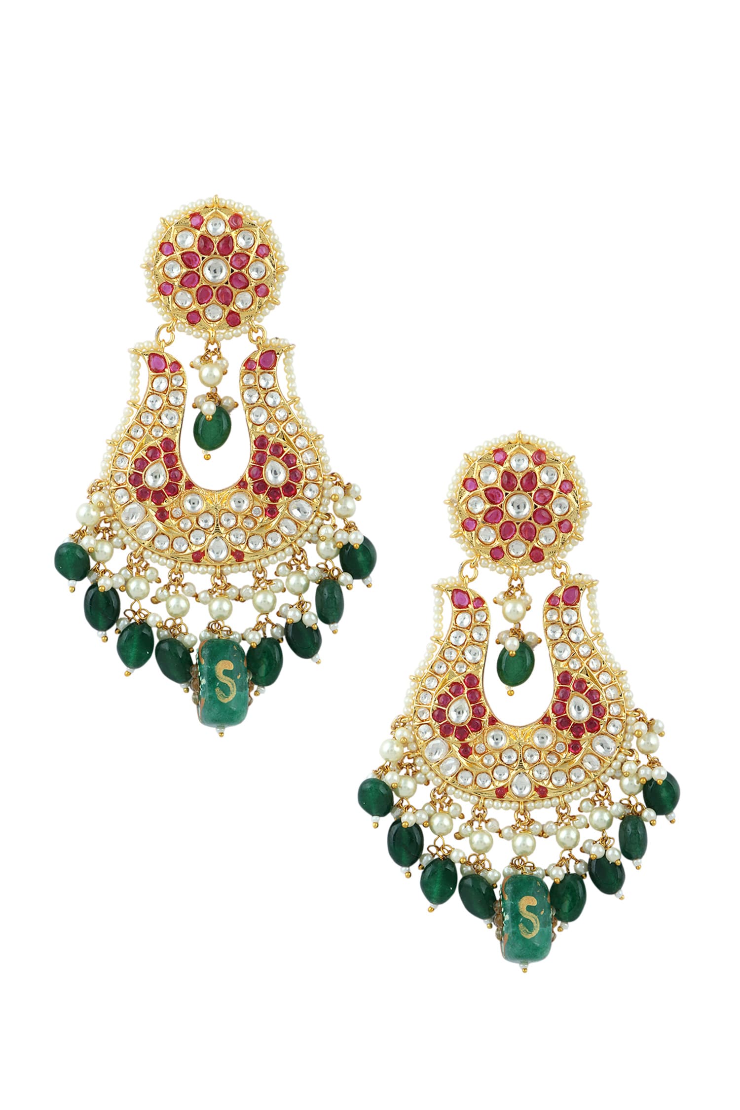 Polki Embellished Chandelier Earrings 