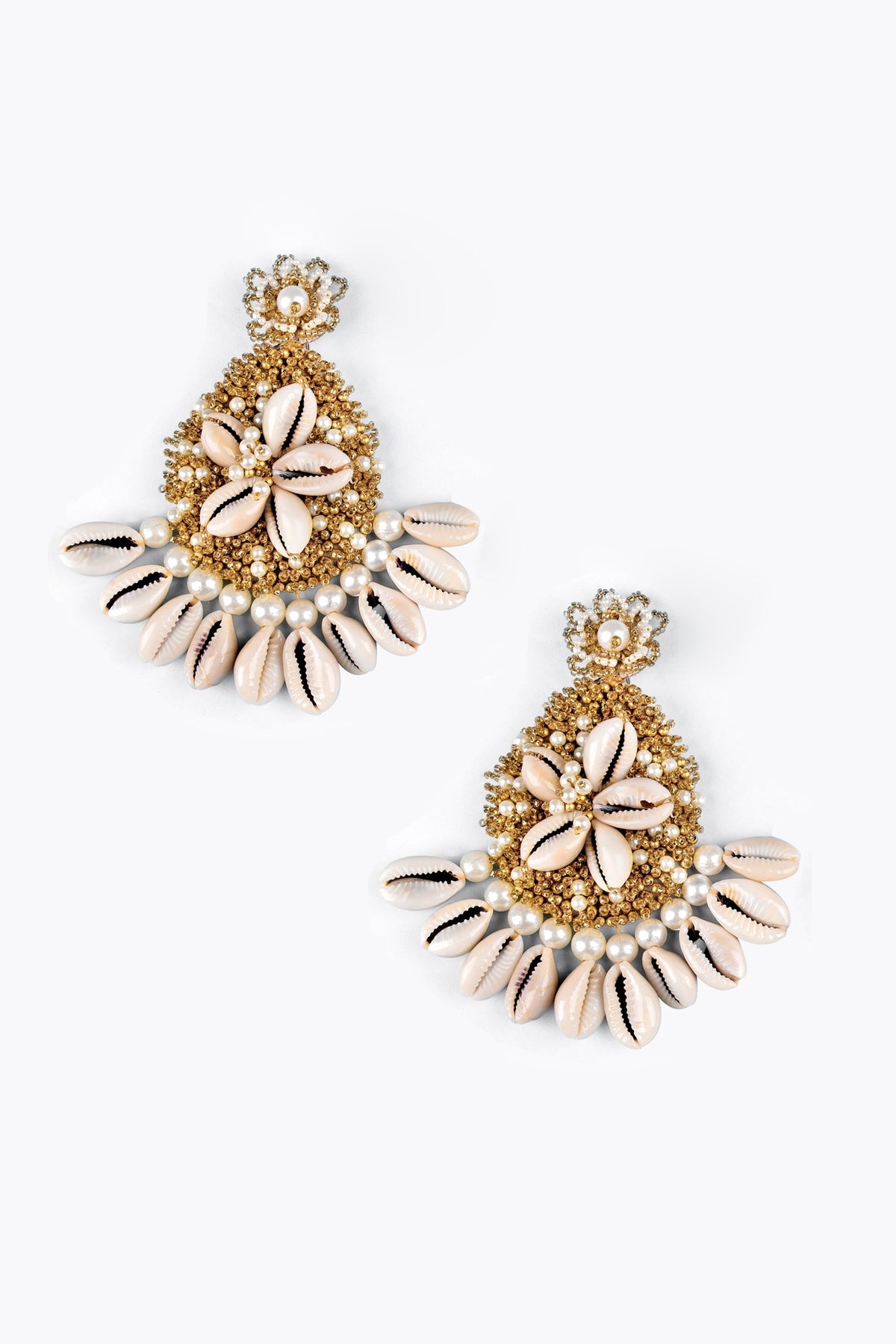 Shell Floral Embellished Earrings 