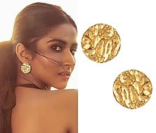 Gold Plated Textured Stud Earrings