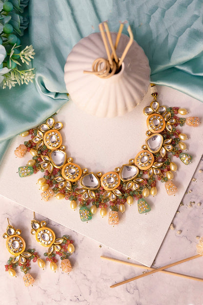 Emerald Bead Drop Choker Set 