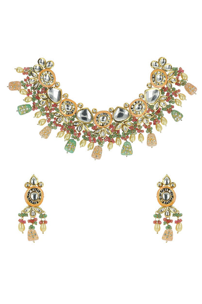 Emerald Bead Drop Choker Set 