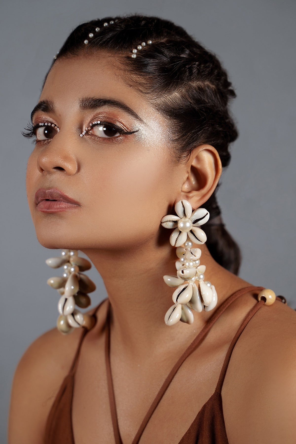 Shell Embellished Dangler Earrings 