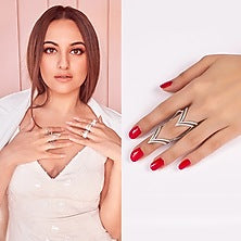 White Finish Swarovski Full Finger Rings