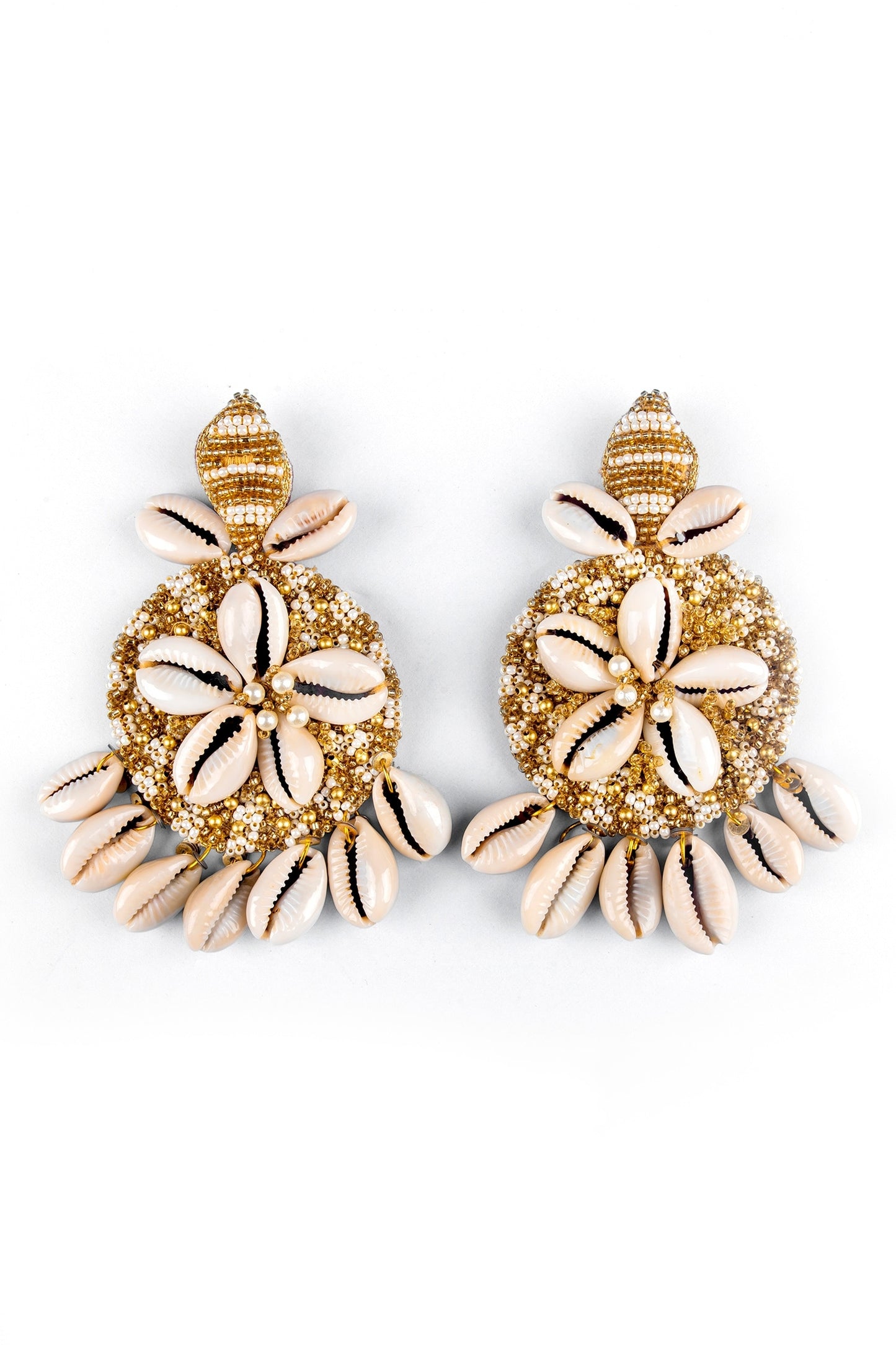 Shell Floral Embellished Earrings 