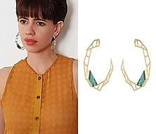 Gold Plated Handmade Malachite Stone Hoop Earrings