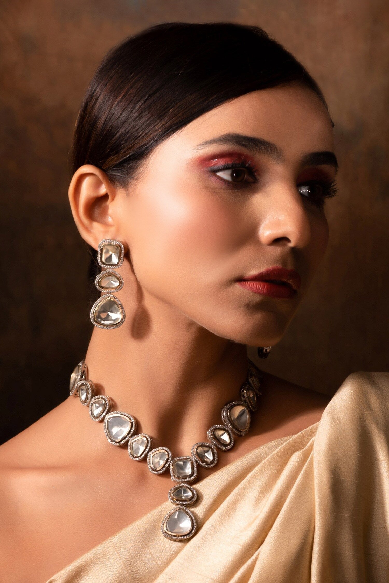 Polki Studded Necklace Set 