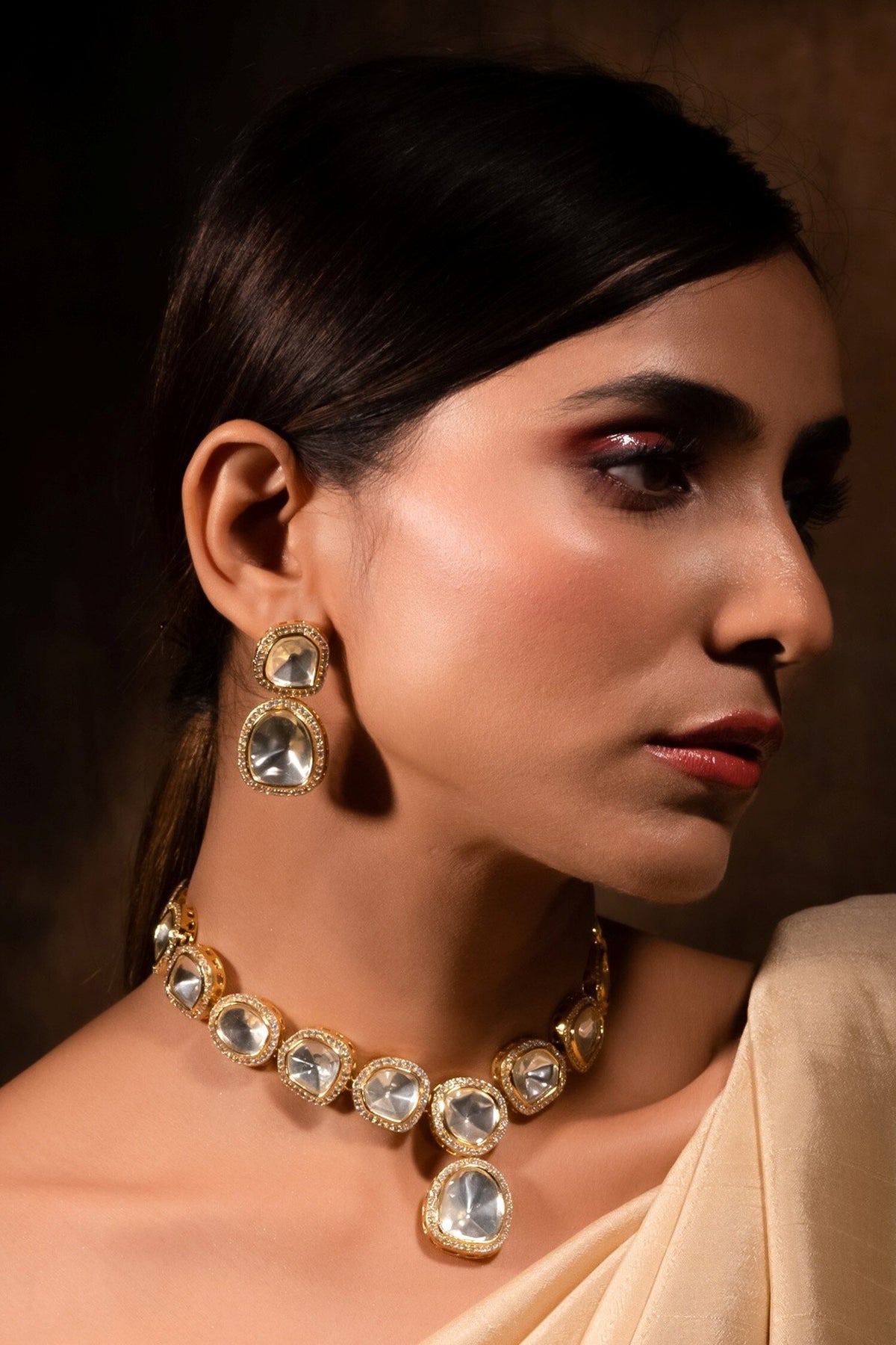 Polki Embellished Necklace Set 