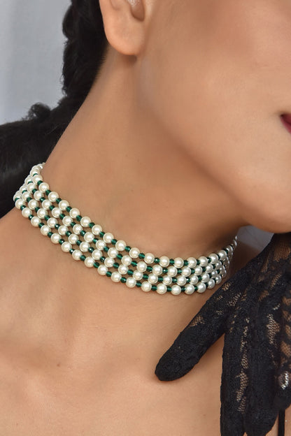 Pearl Layered Choker Necklace 