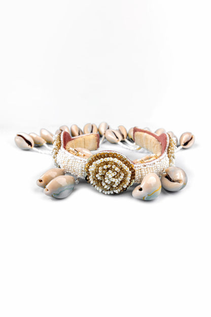 Embellished Shell Tassel Bangles Set of 2 