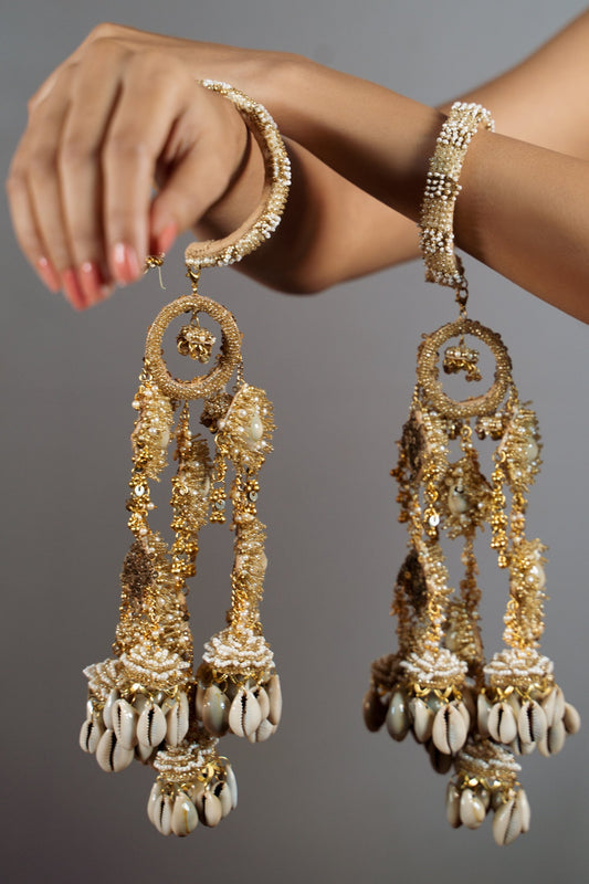 Pearl Tassel Embellished Kalira Bangles Set of 2 