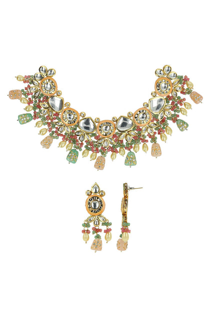 Emerald Bead Drop Choker Set 