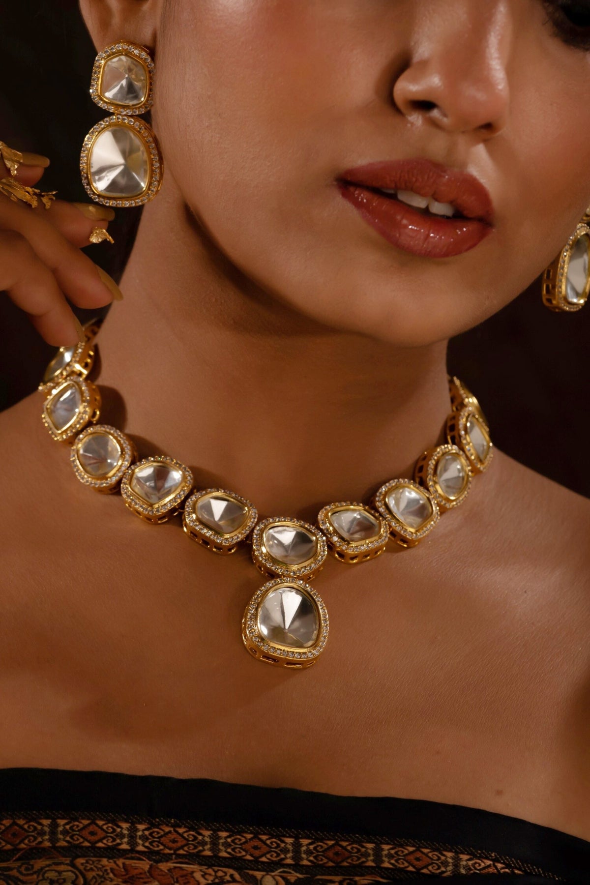 Polki Embellished Necklace Set 
