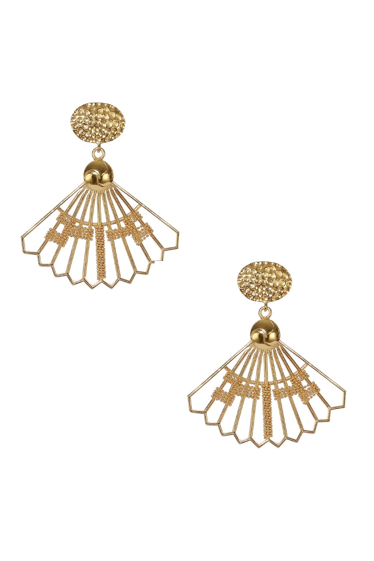Geometric Cut Work Dangler Earrings 