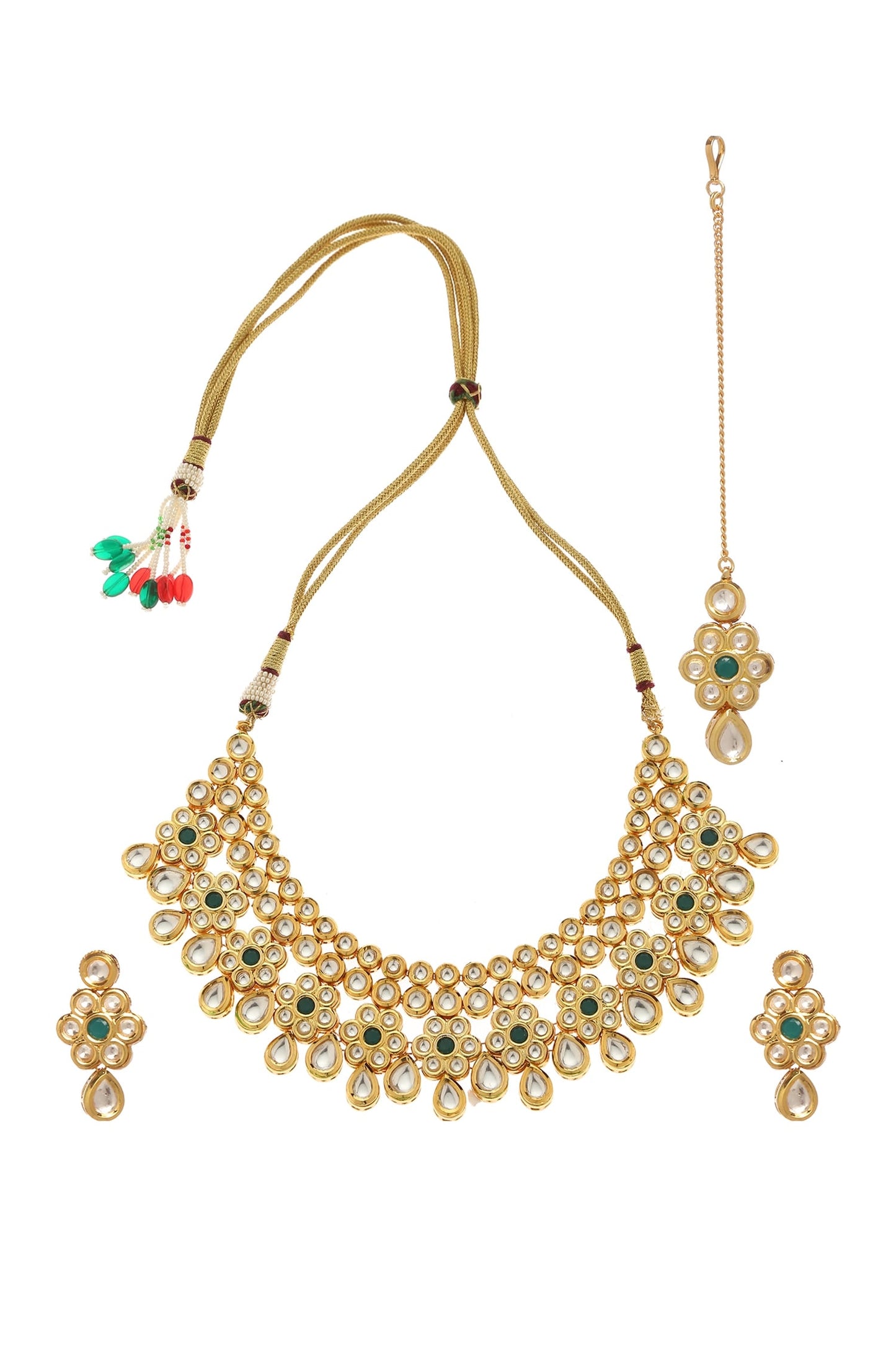 Flower Kundan Embellished Necklace Set 