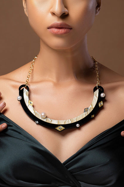 Yin Yan Pearl Statement Necklace 