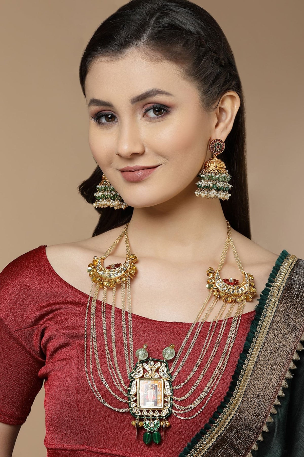 Bead Drop Layered Jhumkis 
