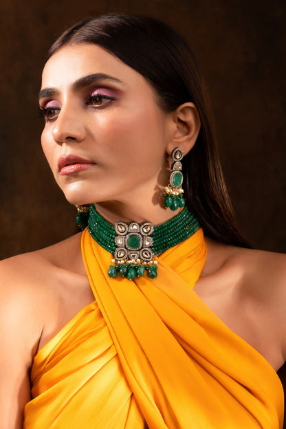 Layered Onyx Stone Necklace Set 
