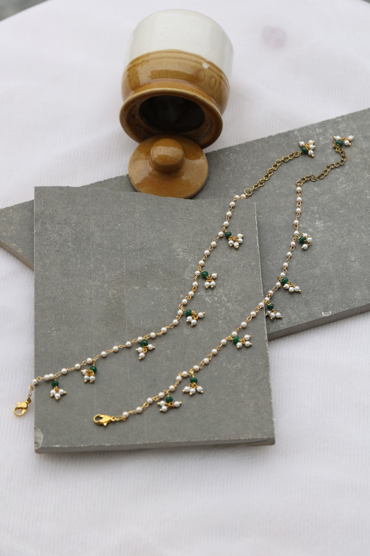 Delicate Pearl Anklet - Set of 2 