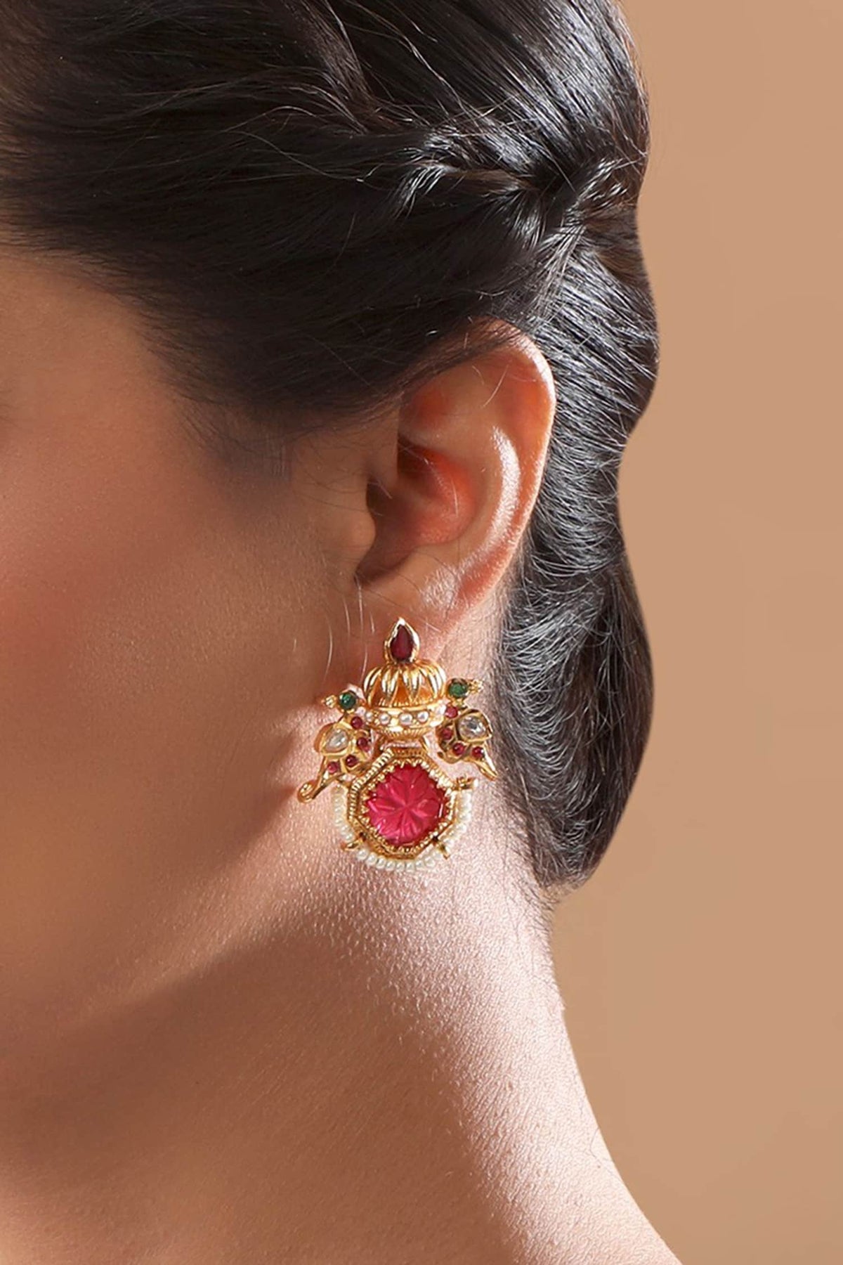Carved Parrot Earrings 