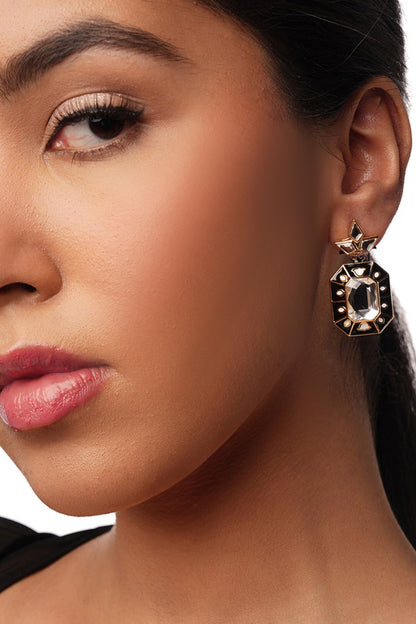 Blaze Crystal Enamelled Earrings 