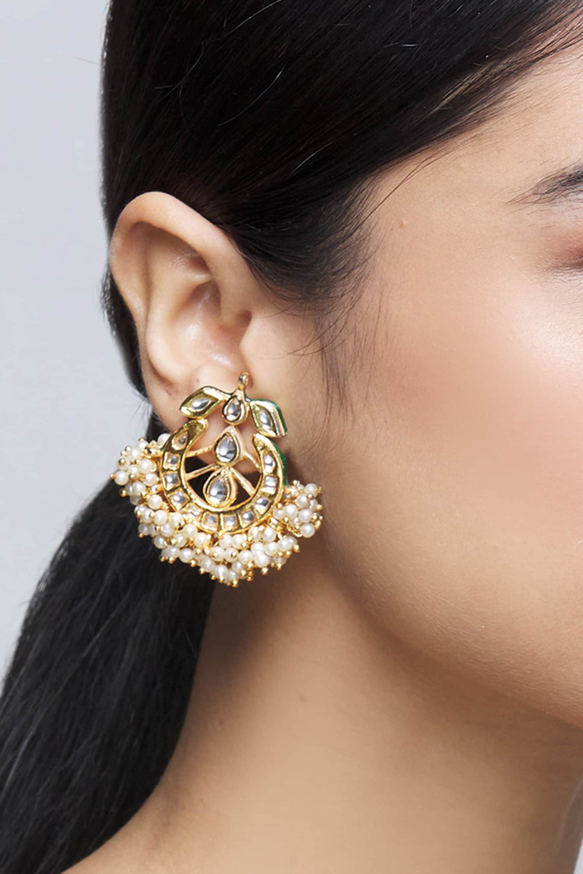 Kundan Pearl Stud Earrings 